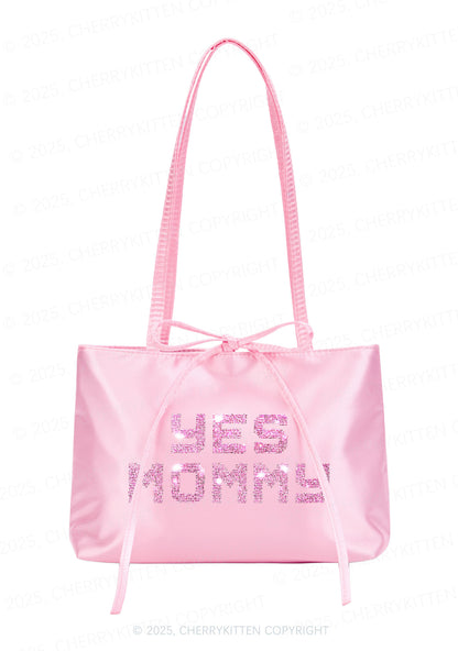 Rhinestone Yes Mommy Y2K Satin Bags Cherrykitten