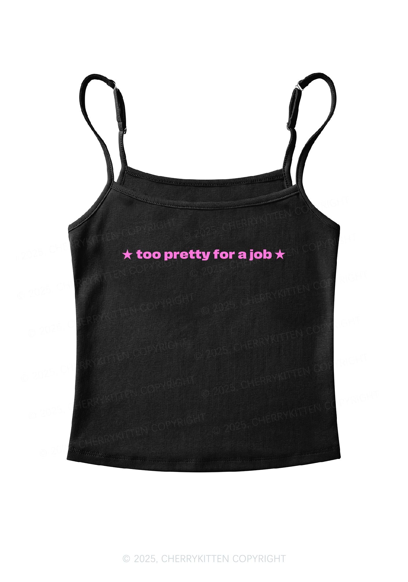 Too Pretty For Job Y2K Spaghetti Strap Cami Cherrykitten