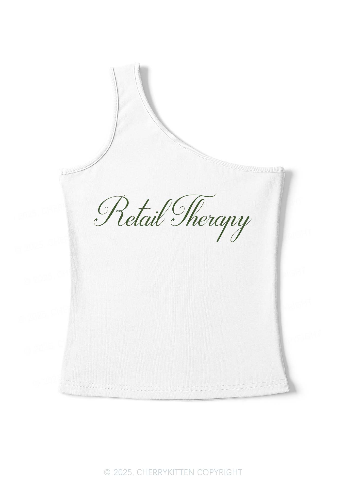 Retail Therapy Y2K One Shoulder Tank Top Cherrykitten