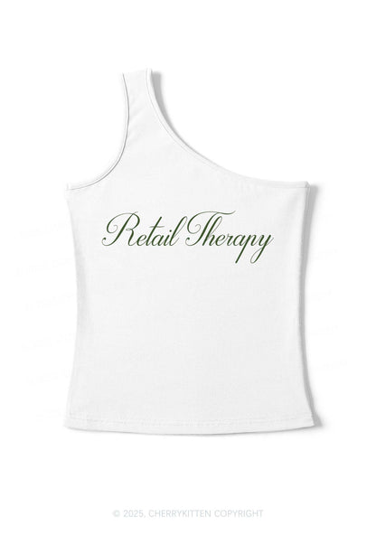 Retail Therapy Y2K One Shoulder Tank Top Cherrykitten