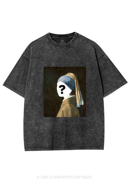 Custom Pearl Portrait Y2K Shirts Washed Tee Cherrykitten