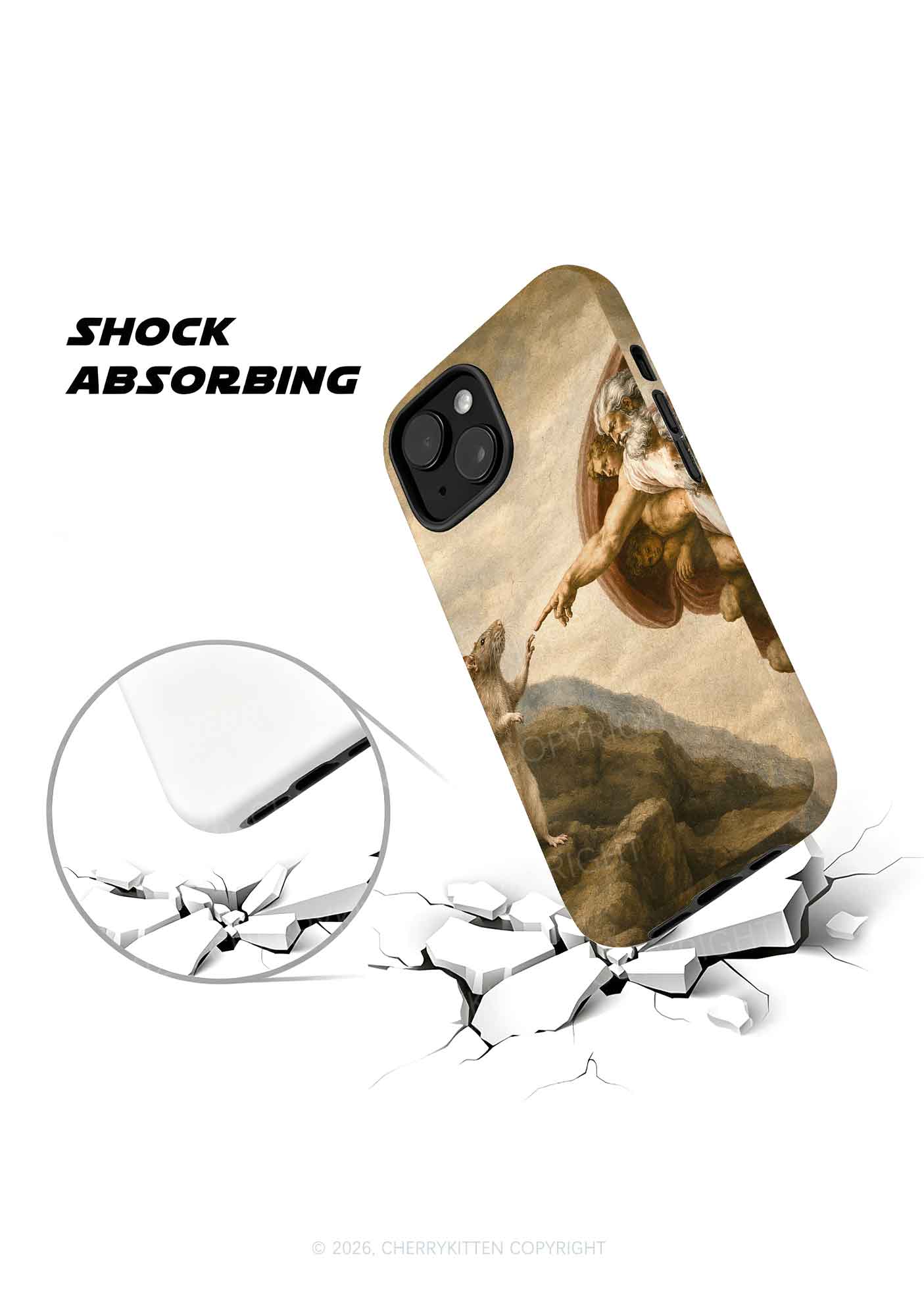 God Hand Touching Rat Y2K Phone Case Cherrykitten
