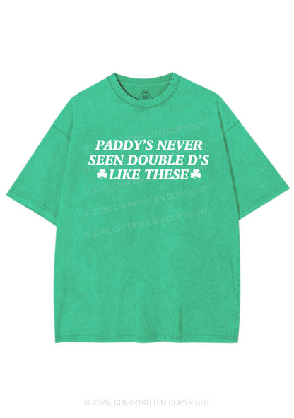 Paddys Never Seen Double D St Patricks Y2K Shirts Washed Tee Cherrykitten