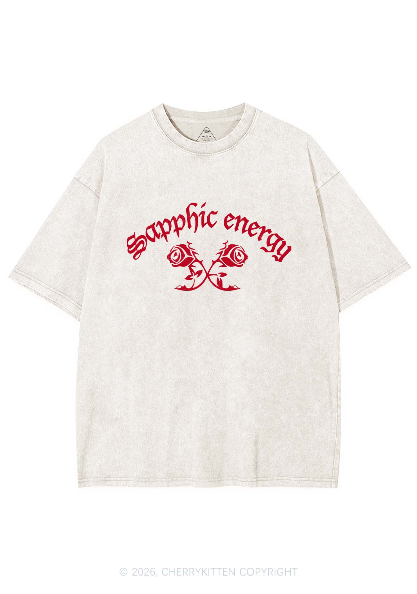 Sapphic Energy Pride Y2K Shirts Washed Tee Cherrykitten