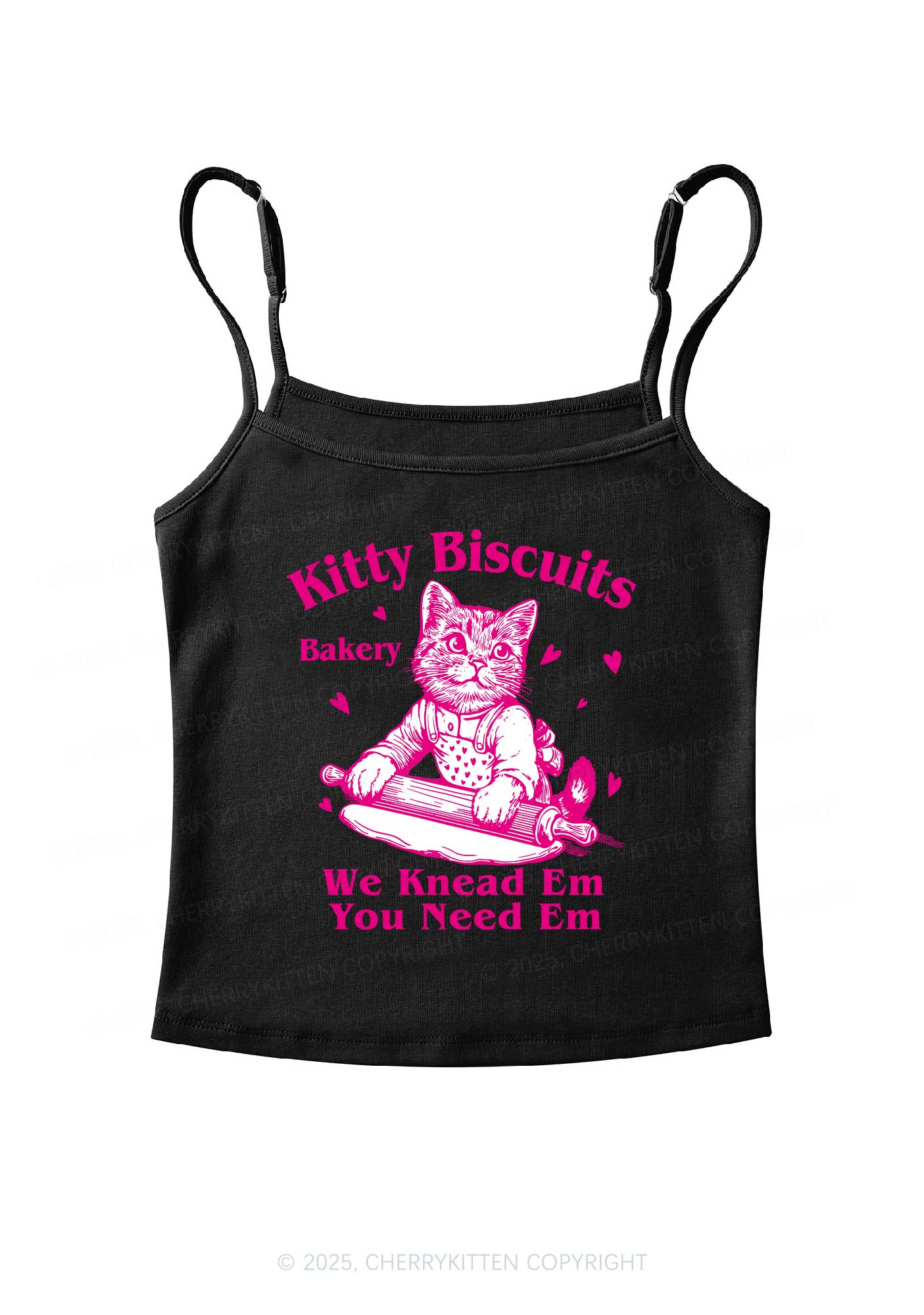 Kitten Biscuits Bakery Valentine's Day Y2K Spaghetti Strap Cami Cherrykitten