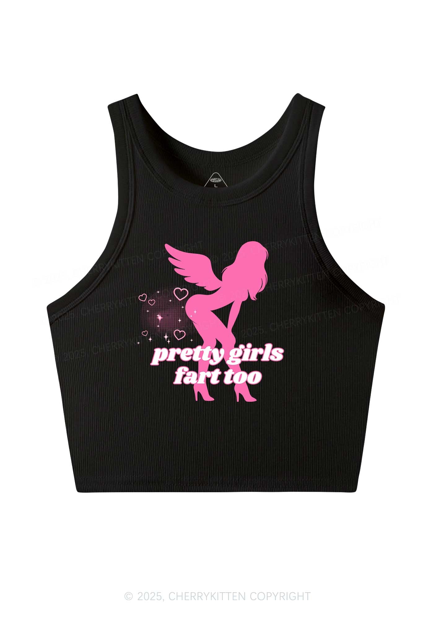 Pretty Girls Fart Too Y2K Crop Tank Top Cherrykitten