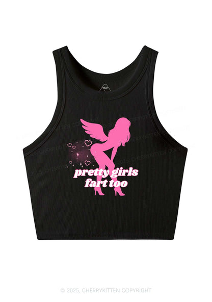 Pretty Girls Fart Too Y2K Crop Tank Top Cherrykitten