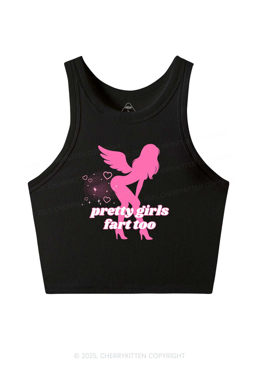 Pretty Girls Fart Too Y2K Crop Tank Top Cherrykitten