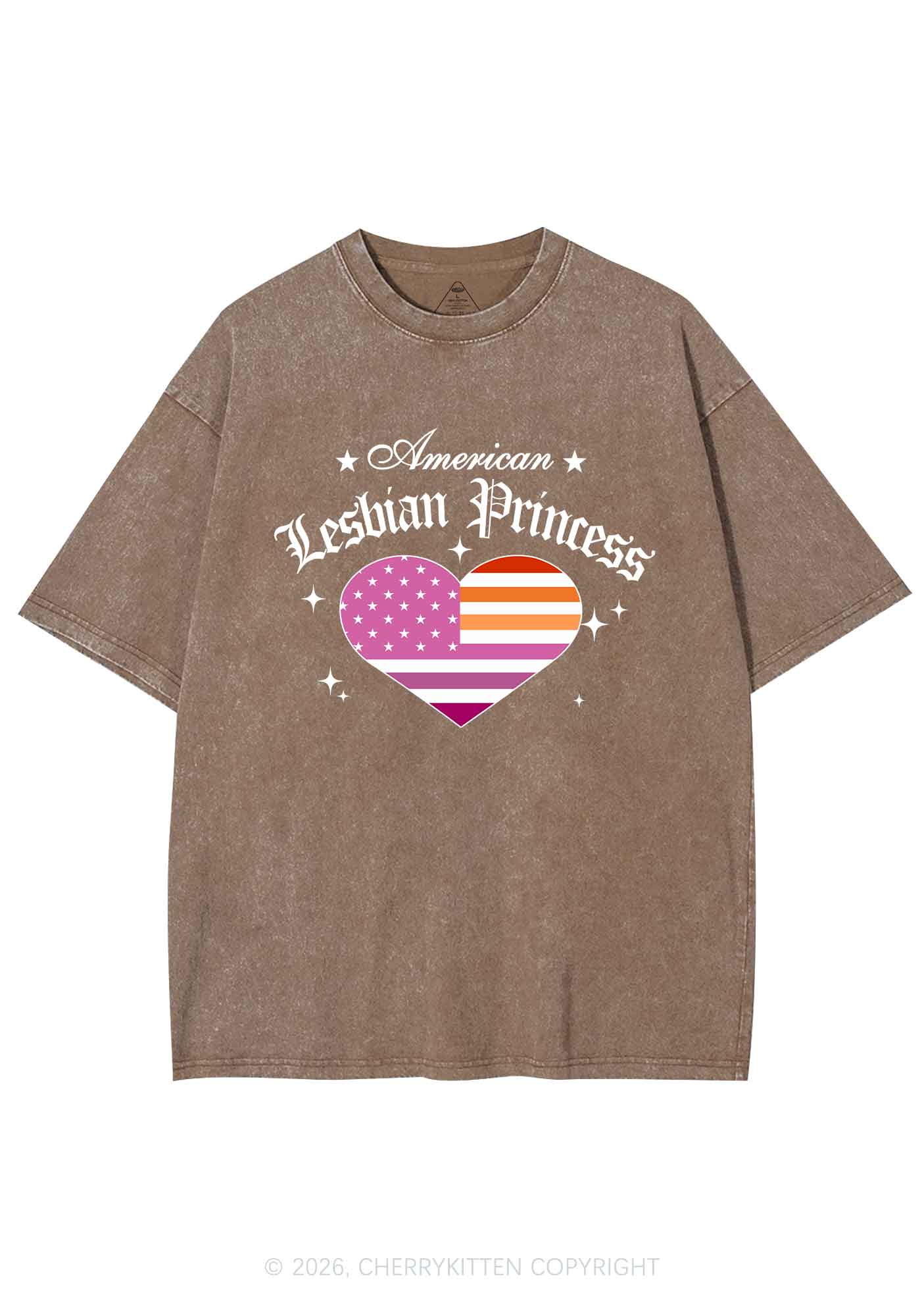 American Lesbian Princess Flag Pride Y2K Shirts Washed Tee Cherrykitten