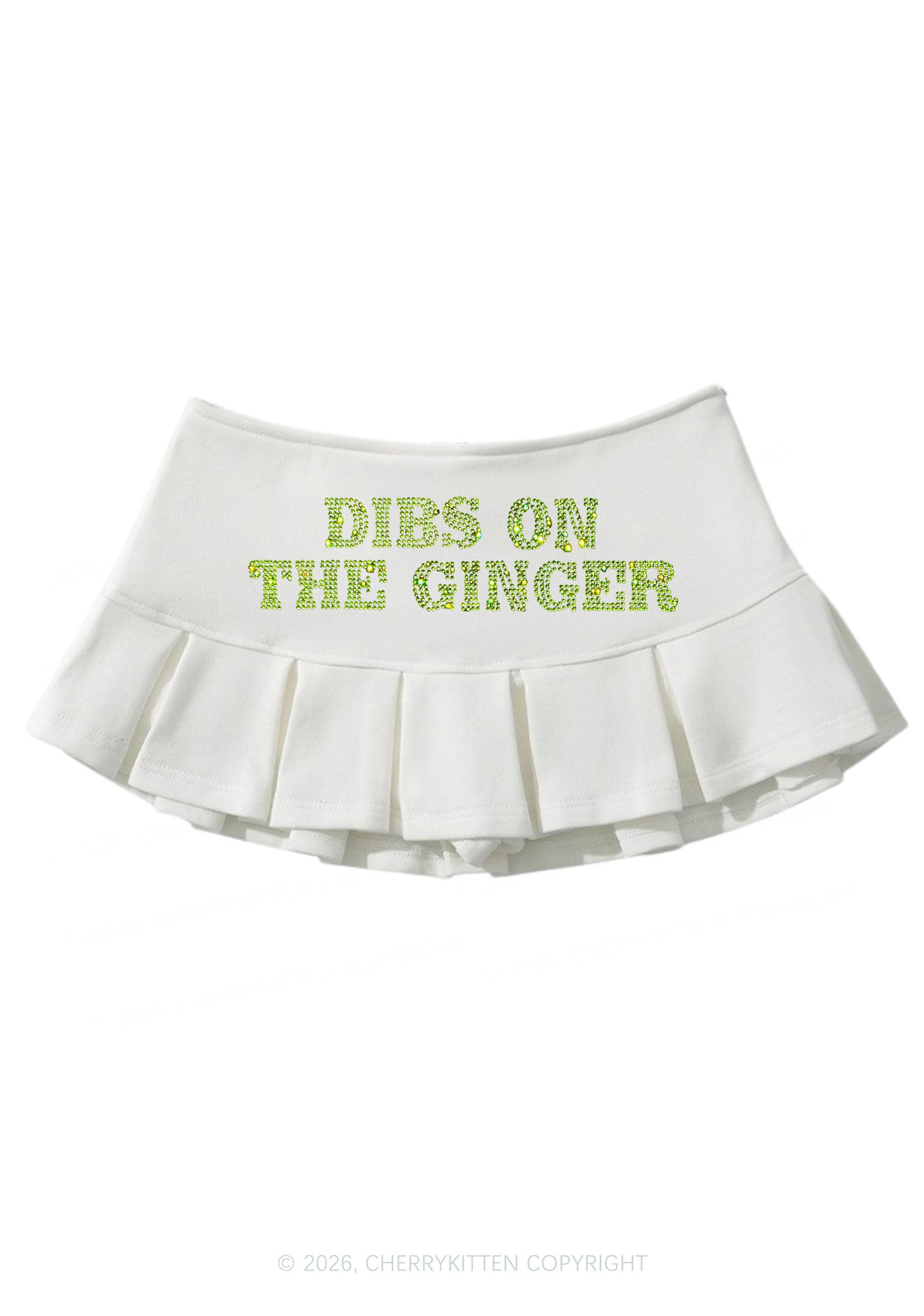 Rhinestone Dibs On The Ginger St Patricks Y2K Mini Pleated Skirts Cherrykitten