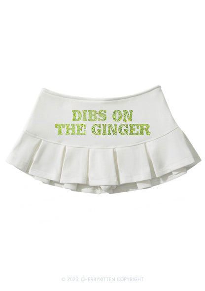 Rhinestone Dibs On The Ginger St Patricks Y2K Mini Pleated Skirts Cherrykitten