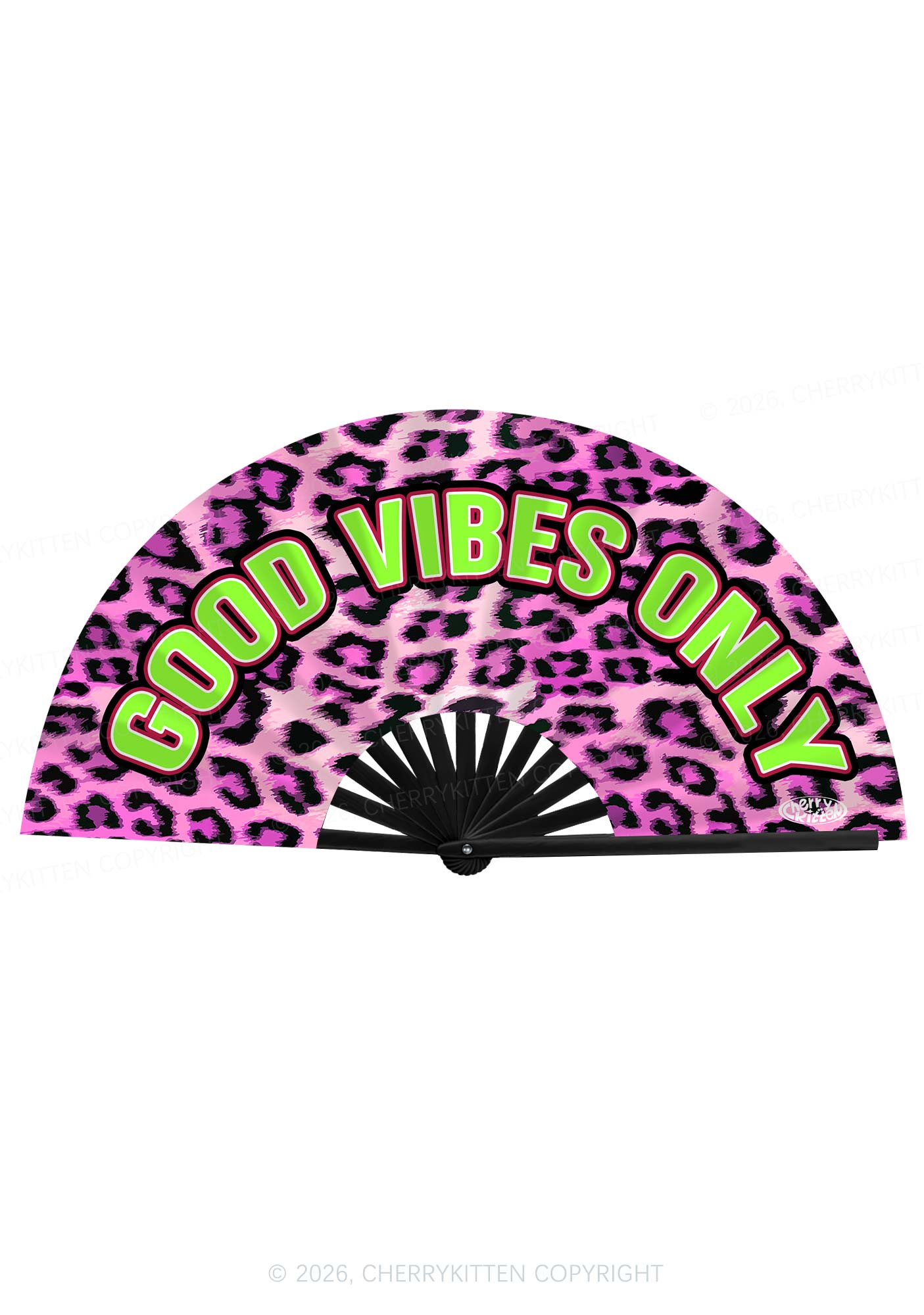 Good Vibes Only Y2K Rave Hand Fan Cherrykitten