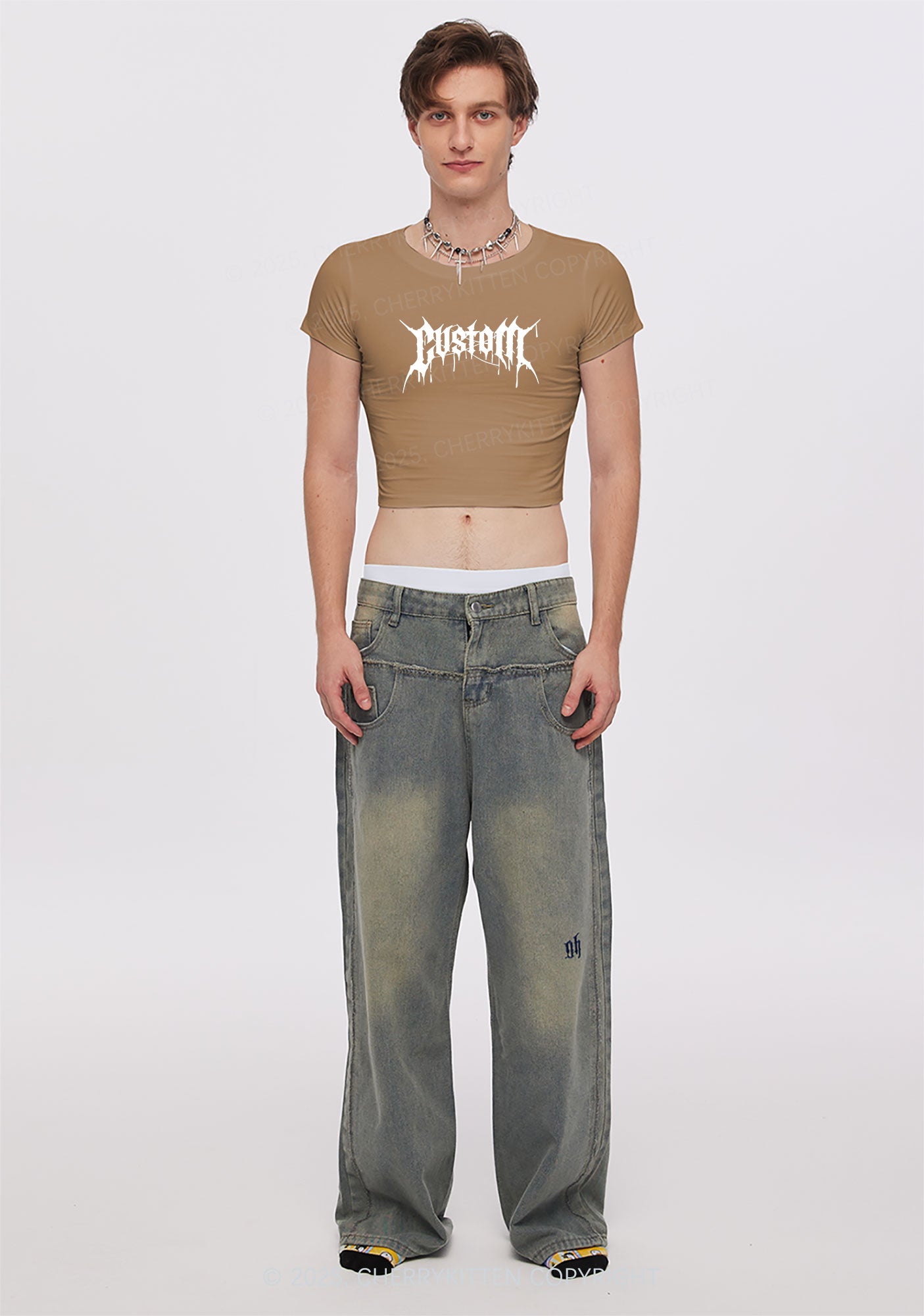 Custom Font Art Y2K Baby Tee Cherrykitten