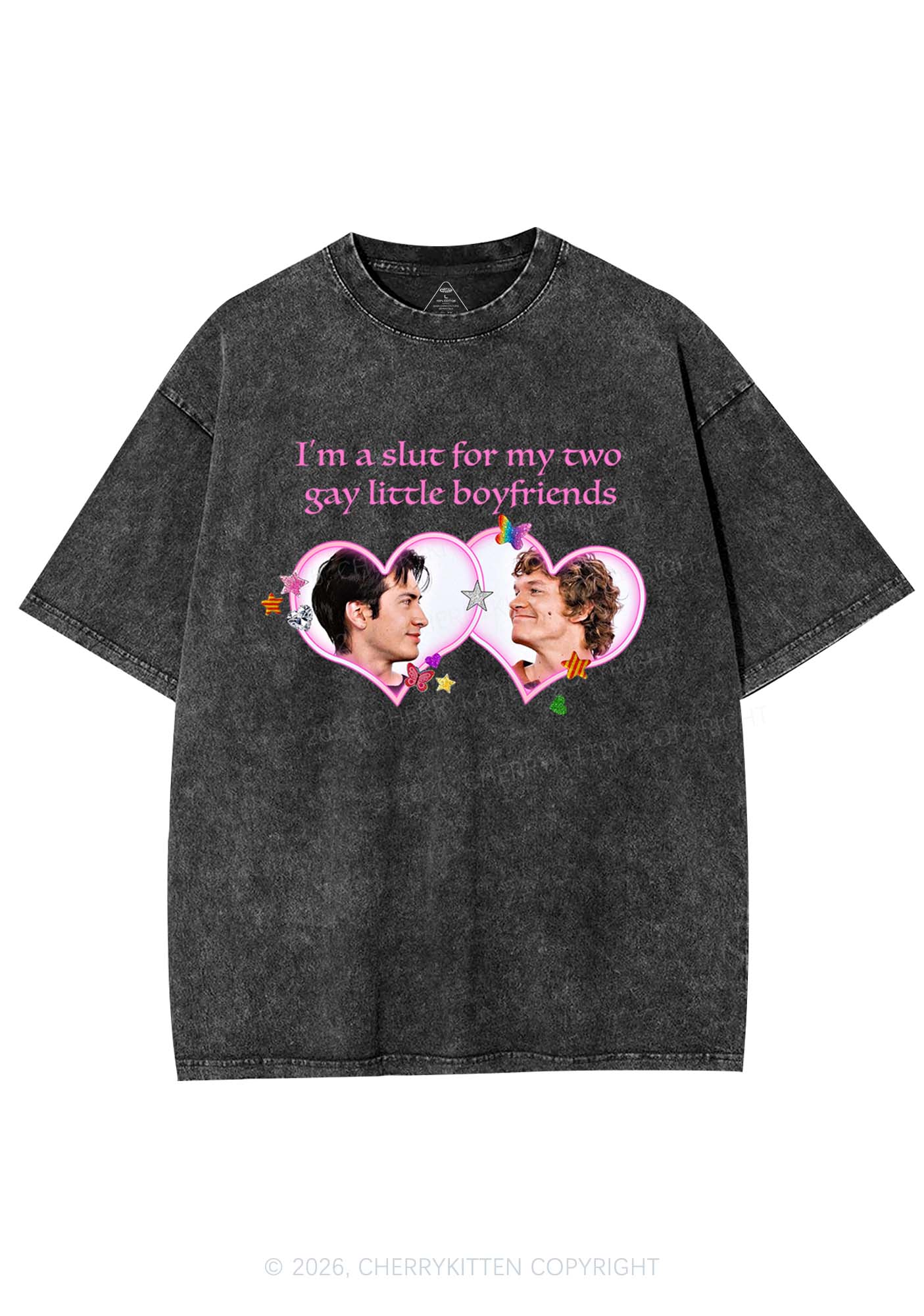 Slxt For My Gay Boyfriends HR Y2K Shirts Washed Tee Cherrykitten