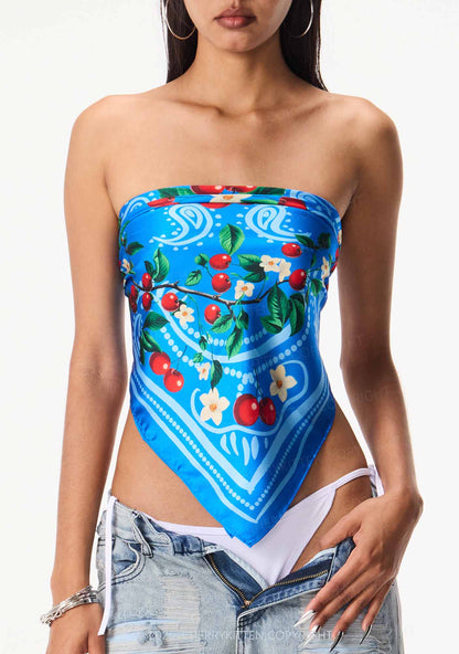 Blue Cherry Y2K Square Bandana Cherrykitten