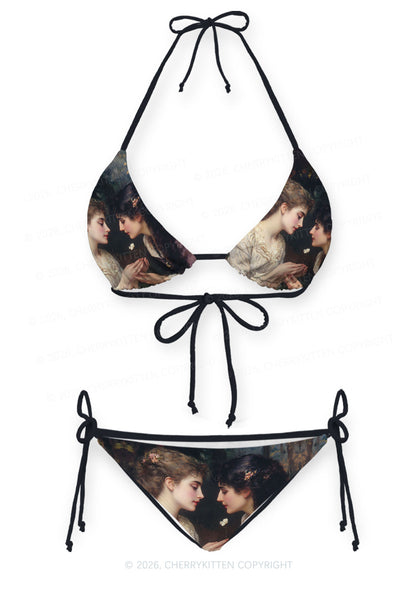 Victorian Sapphic Pride Y2K Print Bikini Set Cherrykitten