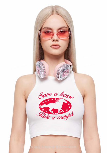 Star Horse Cowgirl Pride Y2K Crop Tank Top Cherrykitten