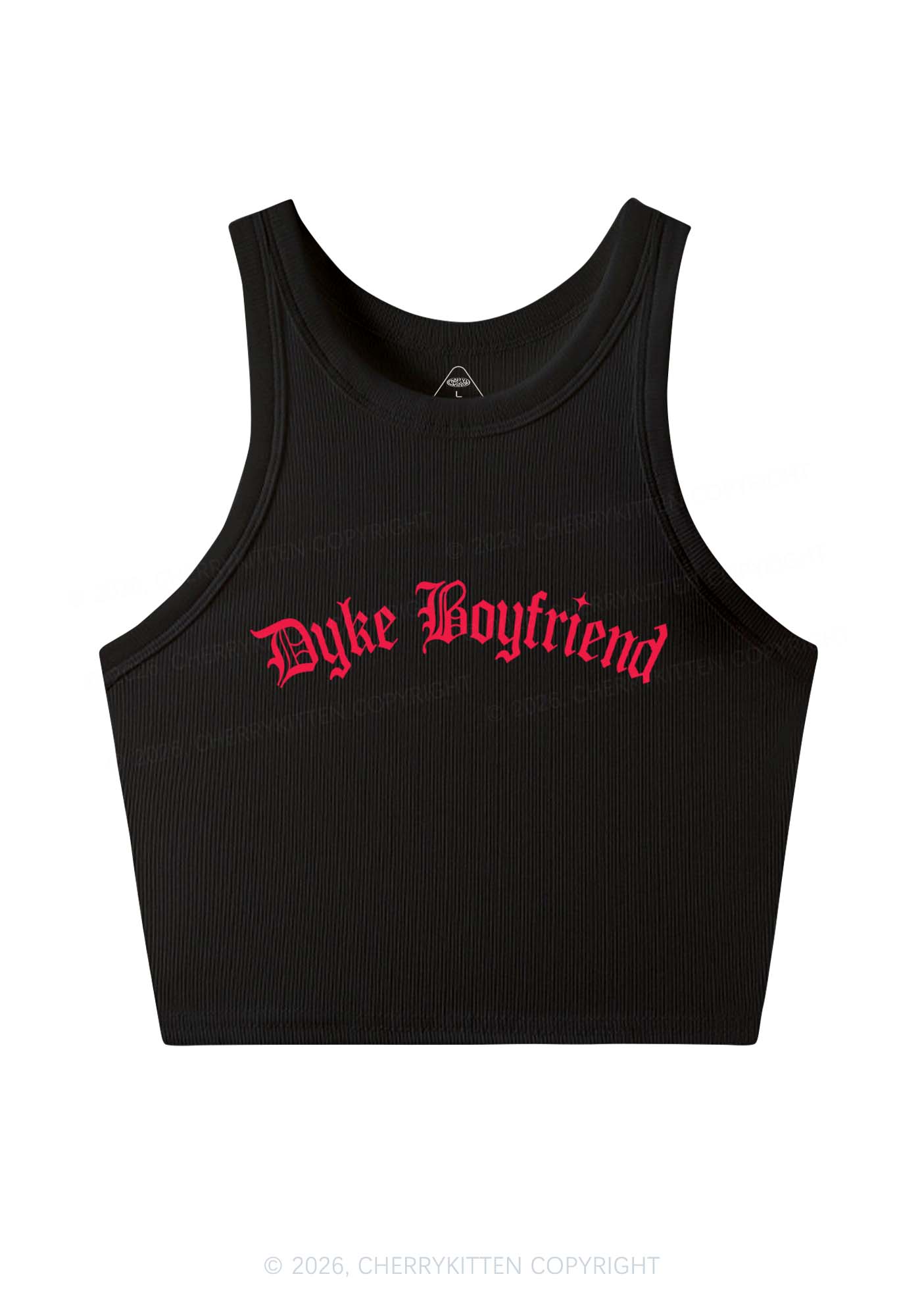 Dyke Boyfriend Pride Y2K Crop Tank Top Cherrykitten
