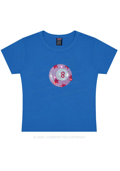 Rhinestone Pink Eight Ball Star Y2K Baby Tee Cherrykitten
