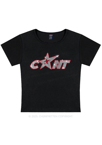 Rhinestone Star Cxxt Y2K Baby Tee Cherrykitten