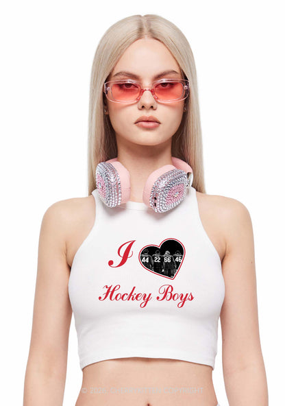 I Love Four Hockey Boys Y2K Crop Tank Top Cherrykitten