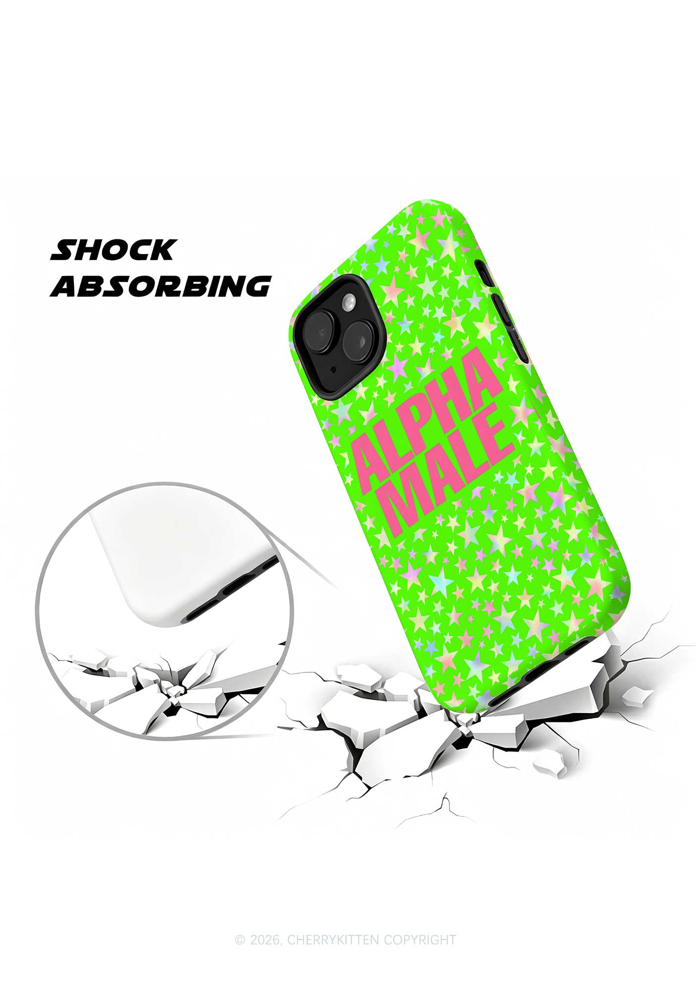 Green Alpha Male Star Y2K Phone Case Cherrykitten
