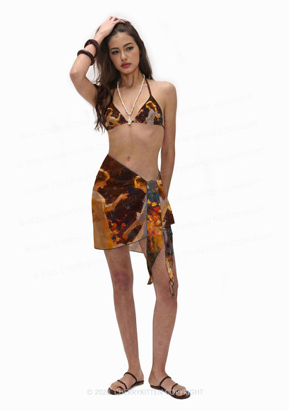 Dancing In Garden Pride Y2K Print Bikini Set Cherrykitten