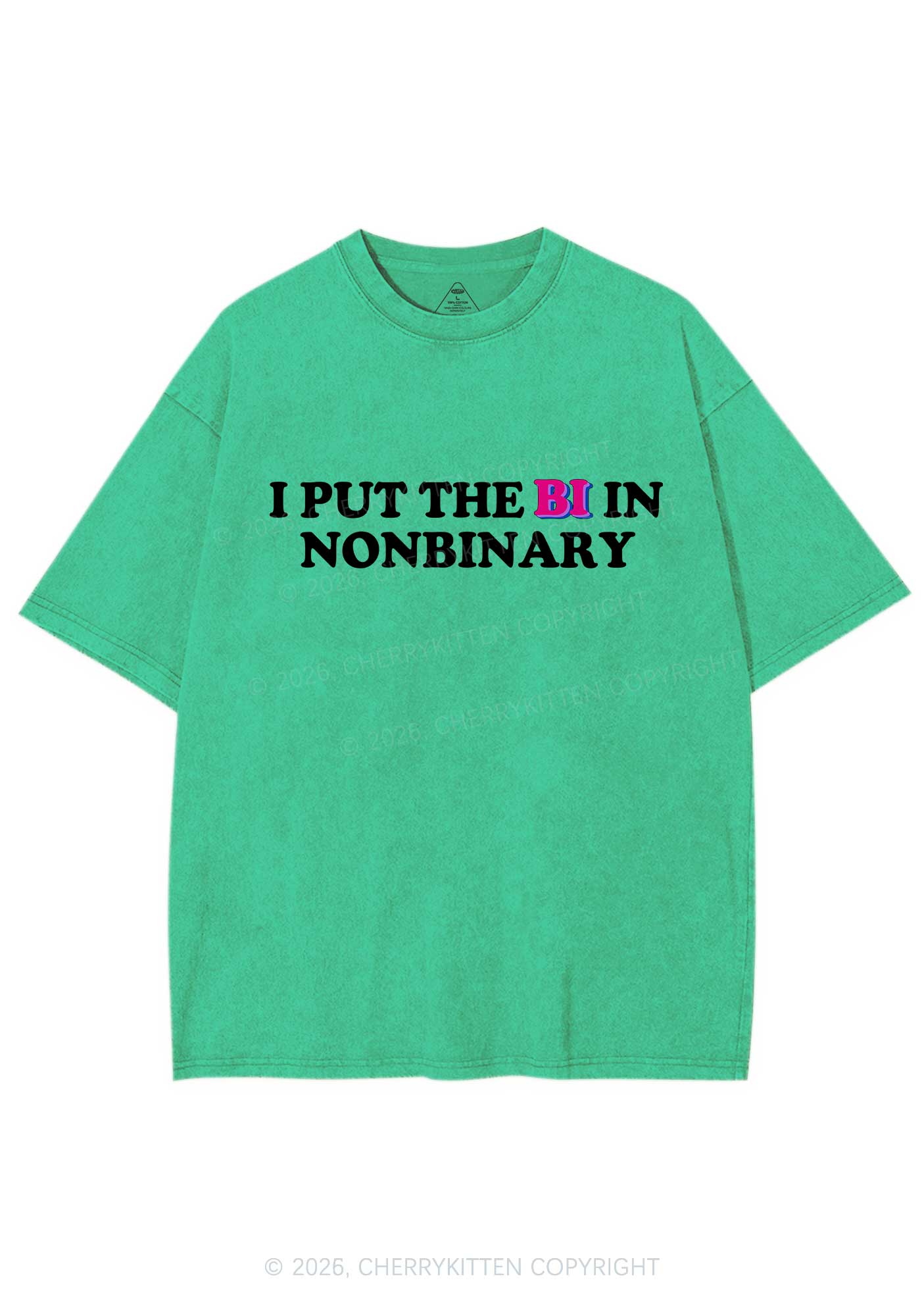 I Put The Bi In Nonbinary Pride Y2K Shirts Washed Tee Cherrykitten