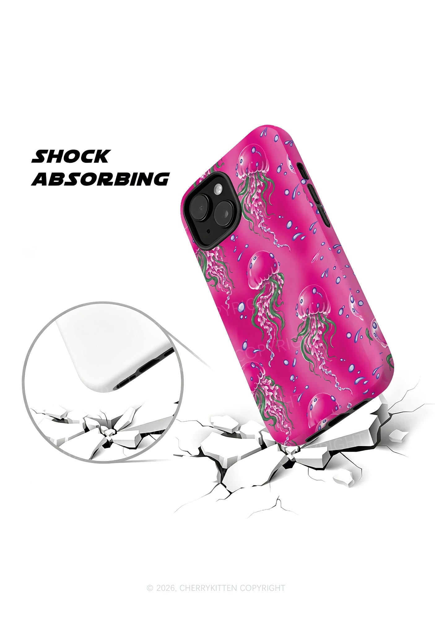 Hot Pink Jellyfish Bubble Y2K Phone Case Cherrykitten