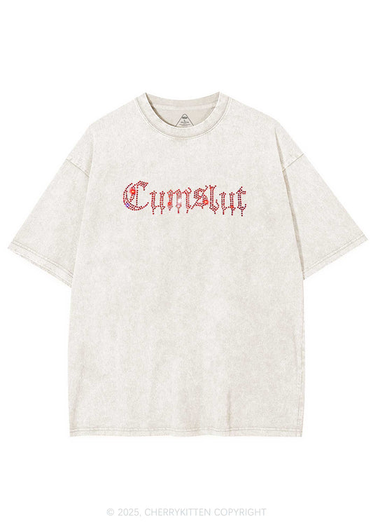 Rhinestone Cxmslxt Y2K Shirts Washed Tee Cherrykitten