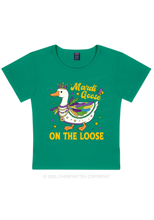 Mardi Goose On The Loose Y2K Baby Tee Cherrykitten