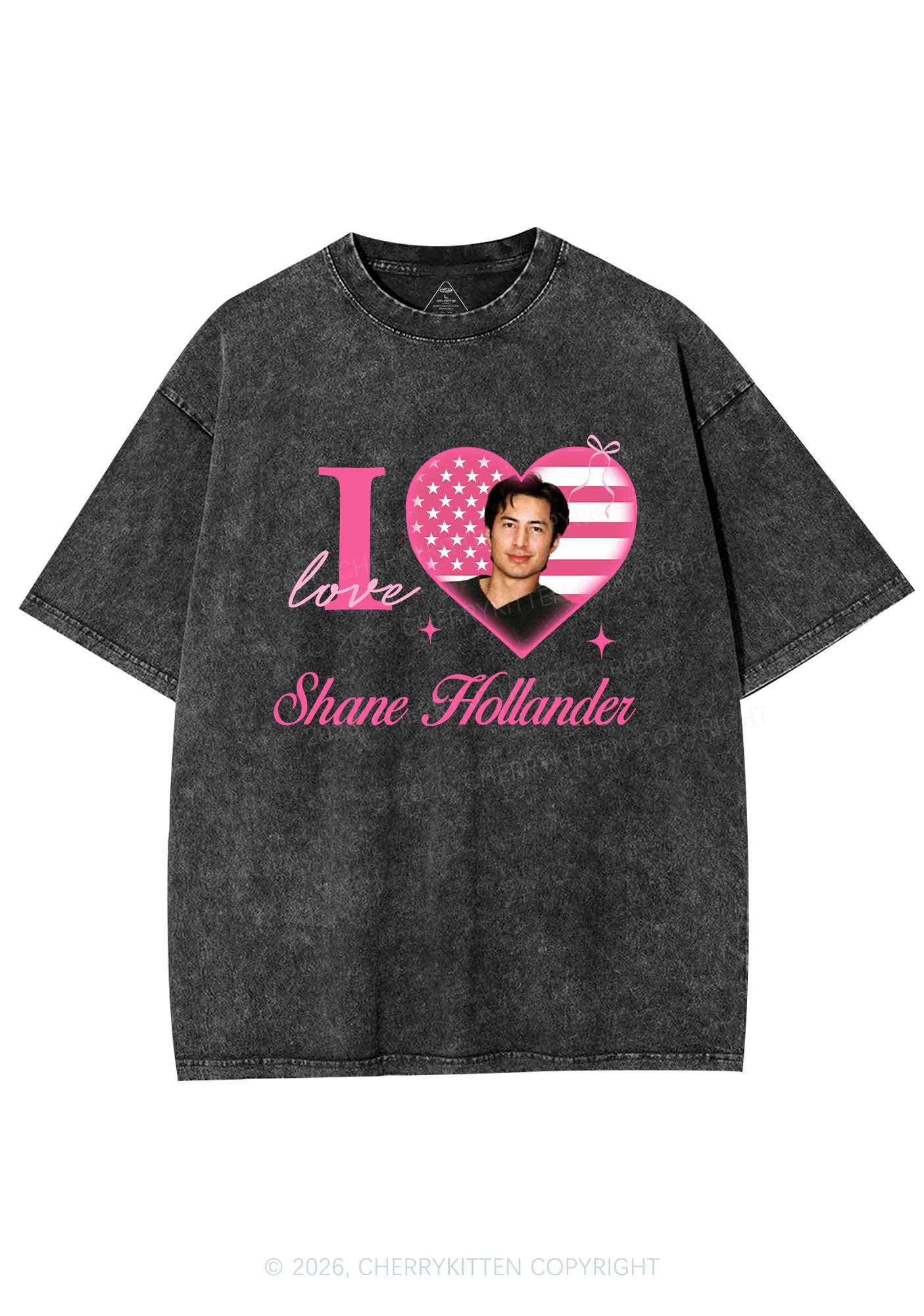 I Love SH HR Y2K Shirts Washed Tee Cherrykitten