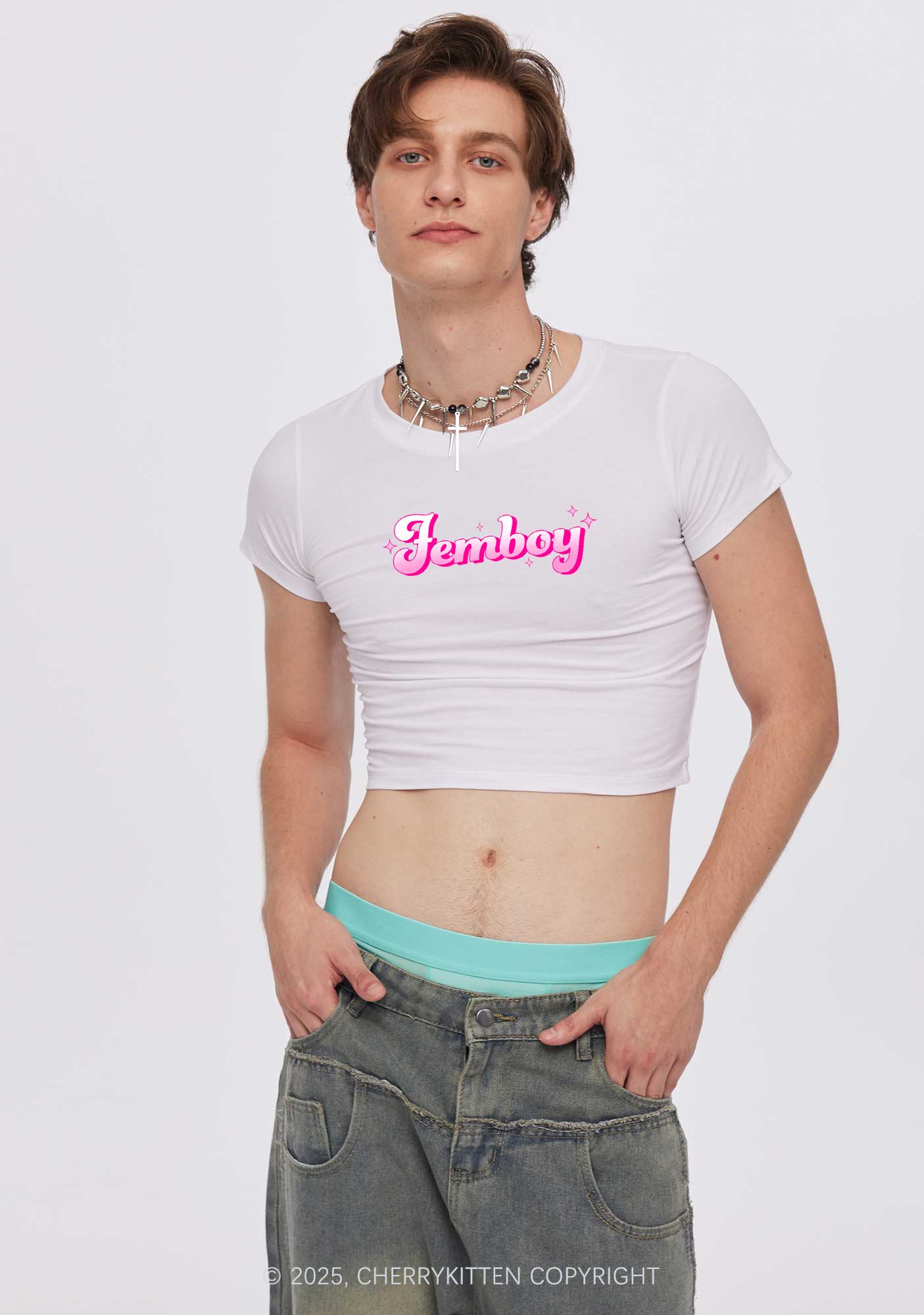 Femboy Pride Y2K Baby Tee Cherrykitten