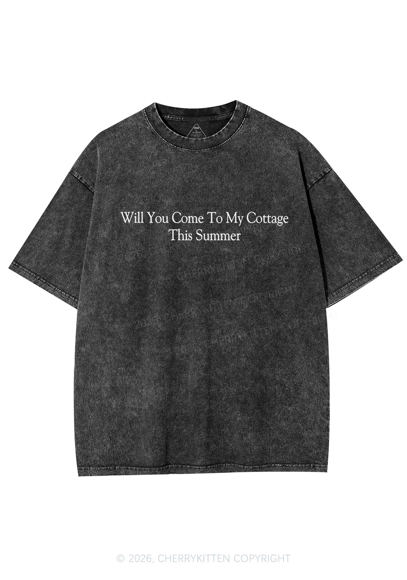 Will You Come To My Cottage HR Y2K Shirts Washed Tee Cherrykitten