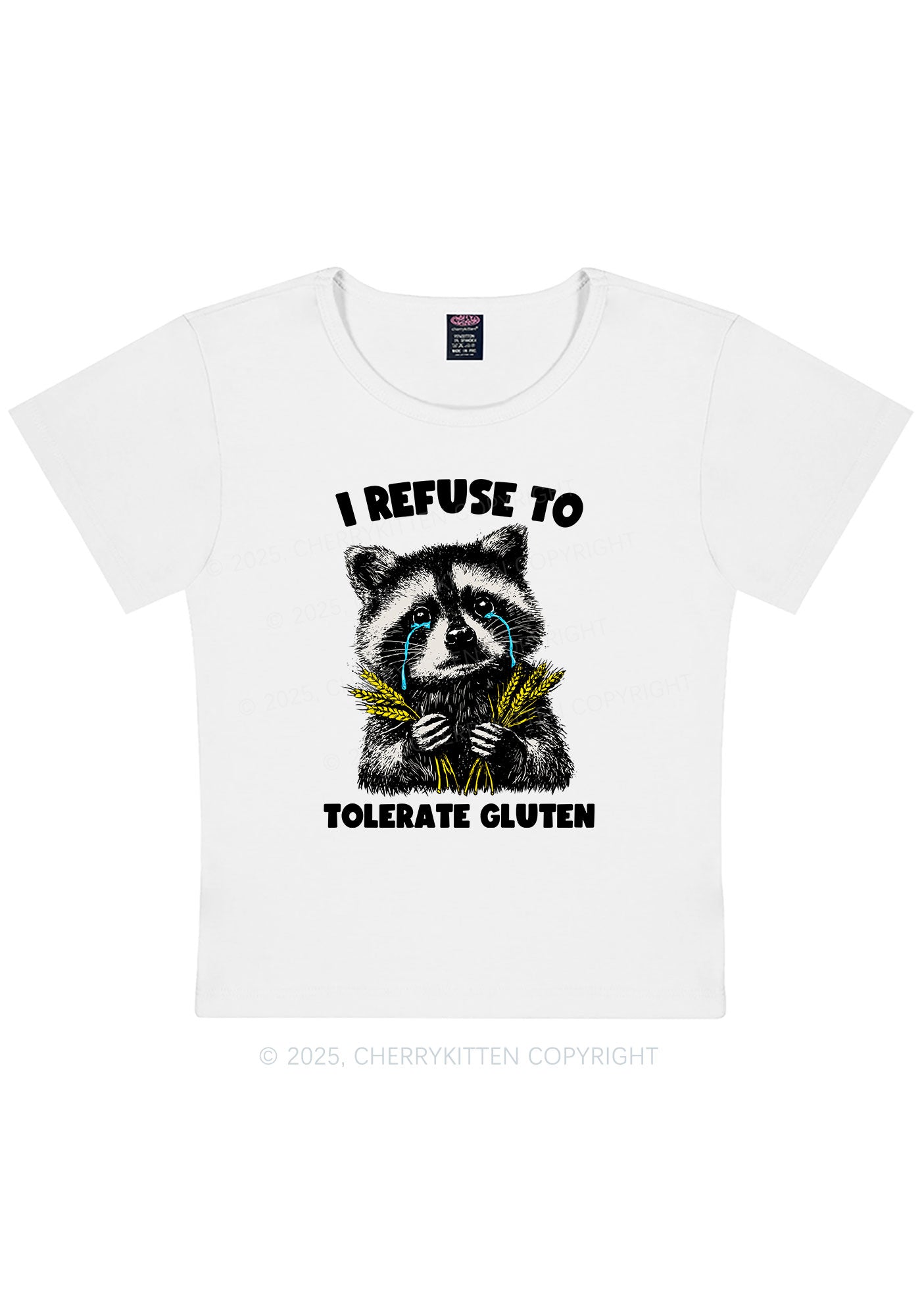 Refuse To Tolerate Gluten Y2K Baby Tee Cherrykitten