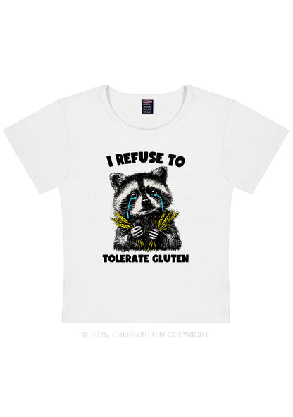 Refuse To Tolerate Gluten Y2K Baby Tee Cherrykitten