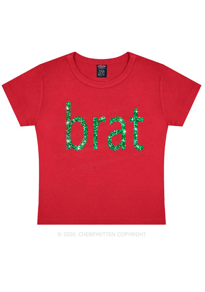 Glitter Green Brat Y2K Baby Tee Cherrykitten