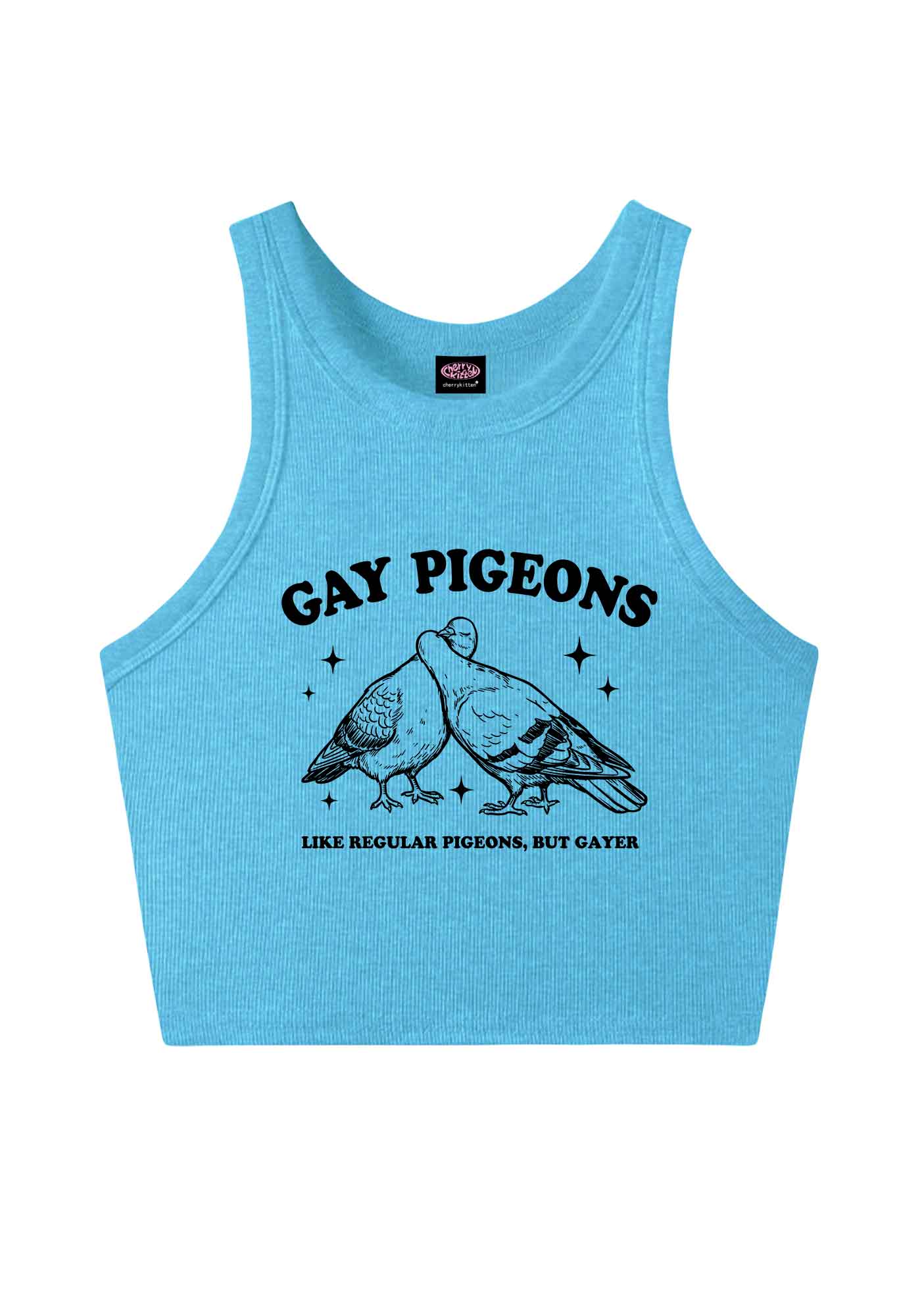 Gay Pigeons Kissing Pride Y2K Crop Tank Top Cherrykitten