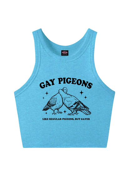Gay Pigeons Kissing Pride Y2K Crop Tank Top Cherrykitten