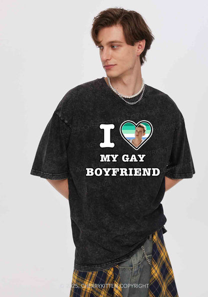 Custom My Gay BF Pride Y2K Valentine's Day Washed Tee Cherrykitten