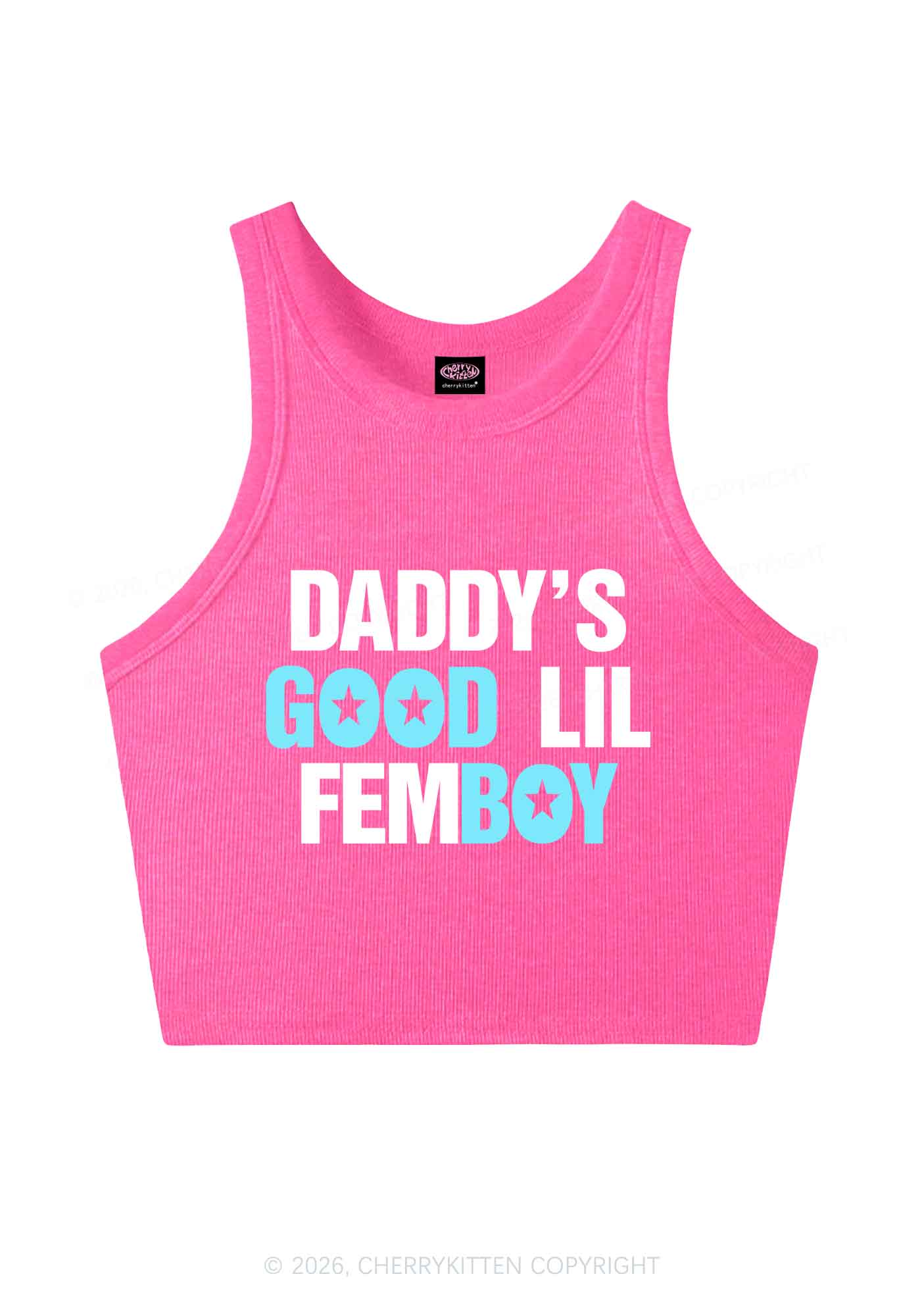 Daddys Good Lil Femboy Pride Y2K Crop Tank Top Cherrykitten