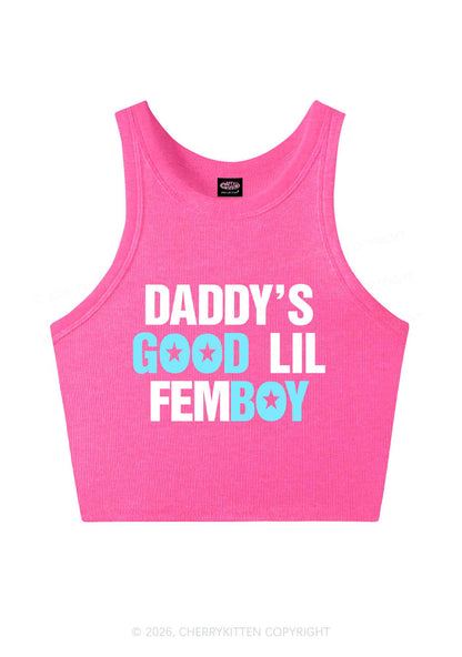 Daddys Good Lil Femboy Pride Y2K Crop Tank Top Cherrykitten