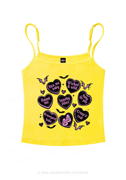 Spooky Candy Heart Valentine's Day Y2K Spaghetti Strap Cami Cherrykitten