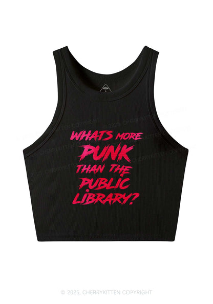 Punk Than Public Library Y2K Crop Tank Top Cherrykitten