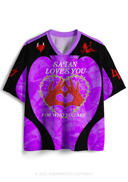 Custom Halloween Satan Loves You Y2K Sport Jersey Shirts Cherrykitten