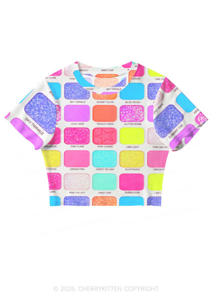 Faux Eyeshadow Palette Y2K Mesh Crop Top Cherrykitten