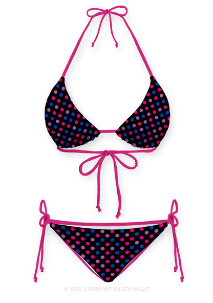 Bisexual Dots Pride Y2K Print Bikini Set Cherrykitten