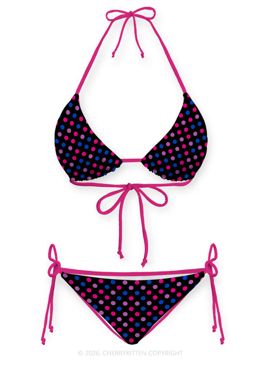 Bisexual Dots Pride Y2K Print Bikini Set Cherrykitten