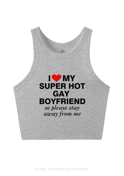 I Love My Super Hot Gay BF Pride Y2K Crop Tank Top Cherrykitten