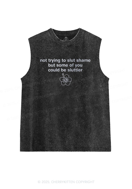 Glitter Not Trying To Slxt Shame Y2K Washed Muscle Tank Cherrykitten